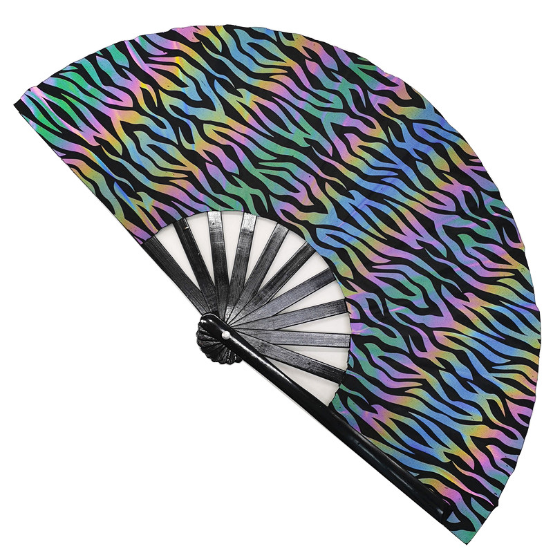 33 cm de ventilador de tela reflectante refrescante ventilador de tela reflectante Fan de fiesta reflectante Fan de kung fu ventilador de sonido