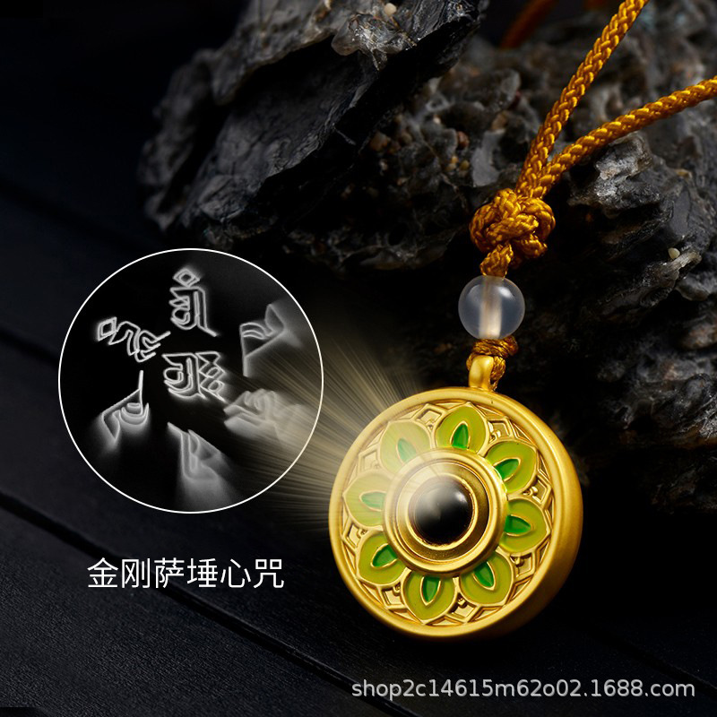 Buddhist Supplies Jewelry Pendant Female Buddha Necklace Shurangama Mantra Pendant Green Tara Necklace Bodhisattva Pendant Necklace