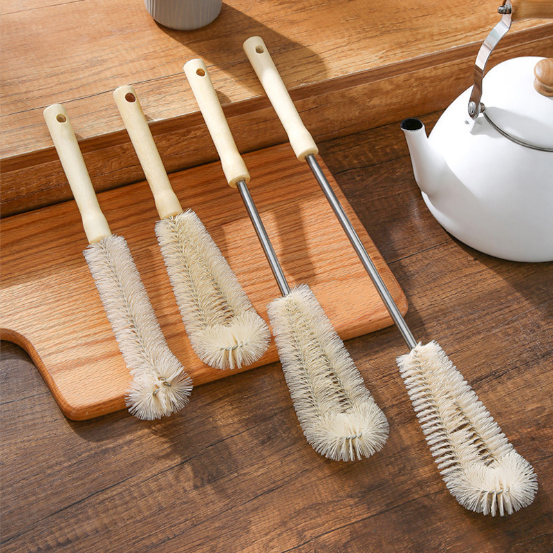 Kitchen Cup Brush with Long Handle, Long Wooden Pot Brush, Magic Household Pot Washing Brush, Multifunctional Cleaning Brush, Dishwashing Brush