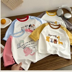 2025新款儿童t恤纯棉棉男童上衣长袖单件女宝a类纯棉衣服卡通潮童