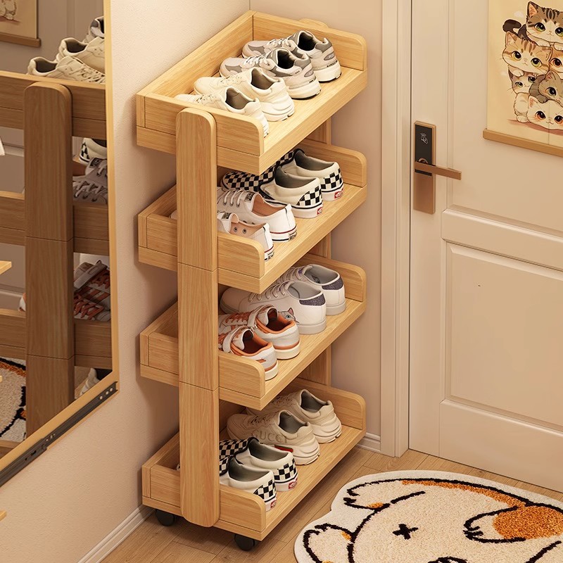 Estante de zapatos doméstico multicapa pequeño estrecho no ocupa tierra estante de almacenamiento móvil simple interior hermoso gabinete de zapatos