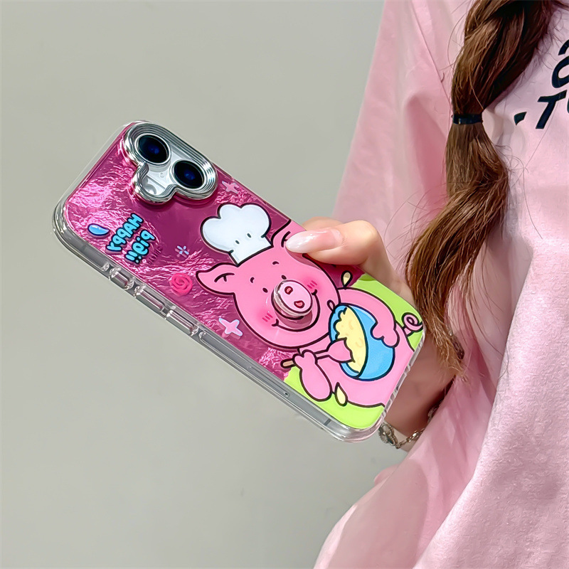 Fun lindo chef de cerdo rosa para iphone16ProMax/15 funda para teléfono móvil Apple 13/14 hembra 16