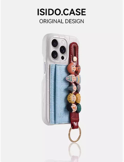 Bolso de tarjeta con estampado de cuero en contraste para niña ins para estuche para teléfono móvil iPhone16ProMax 12 Apple 13/14PM femenino 15