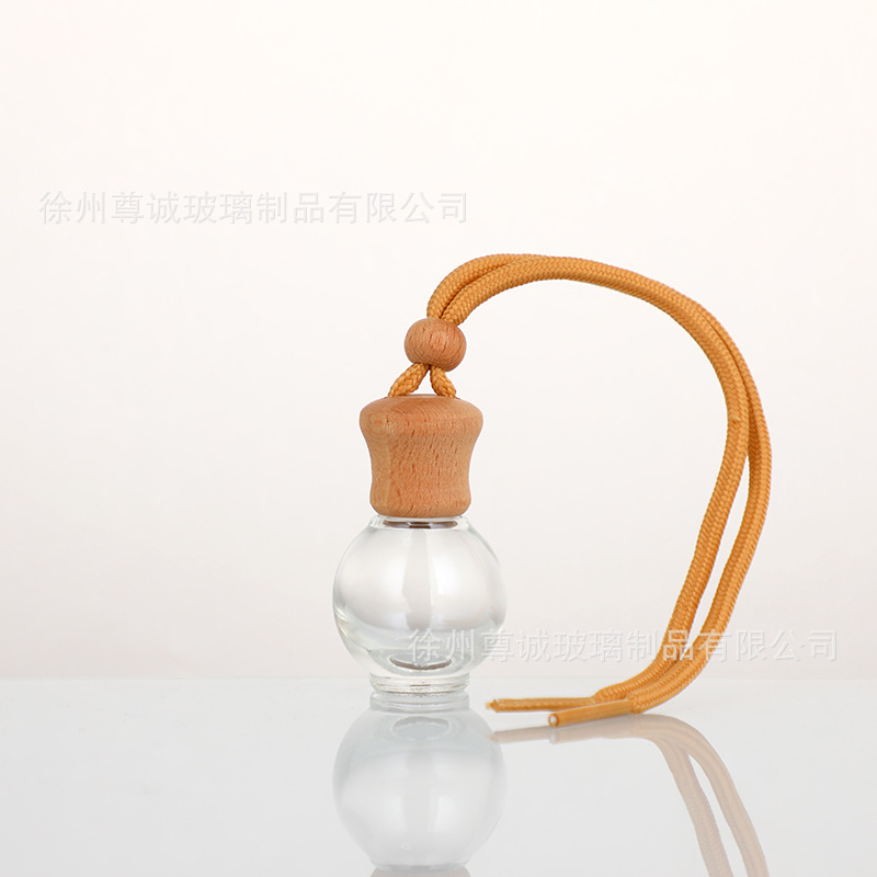 Botella de perfume de cables de automóvil botella vacía botella de perfume de automóvil colgante tapa de madera botella vacía perfumes volátiles al por mayor