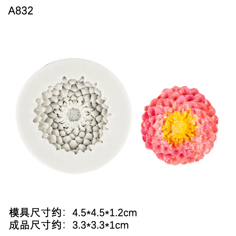 Xiangri Gui Daisy Molde de silicona Molde de pellizco de epoxi Tamaño de la flor Torta en forma de chocolate Decoración fondant