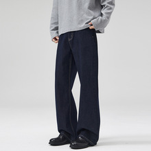 简约原牛黑蓝牛仔裤男2025新款美式潮牌直筒宽松经典百搭长裤