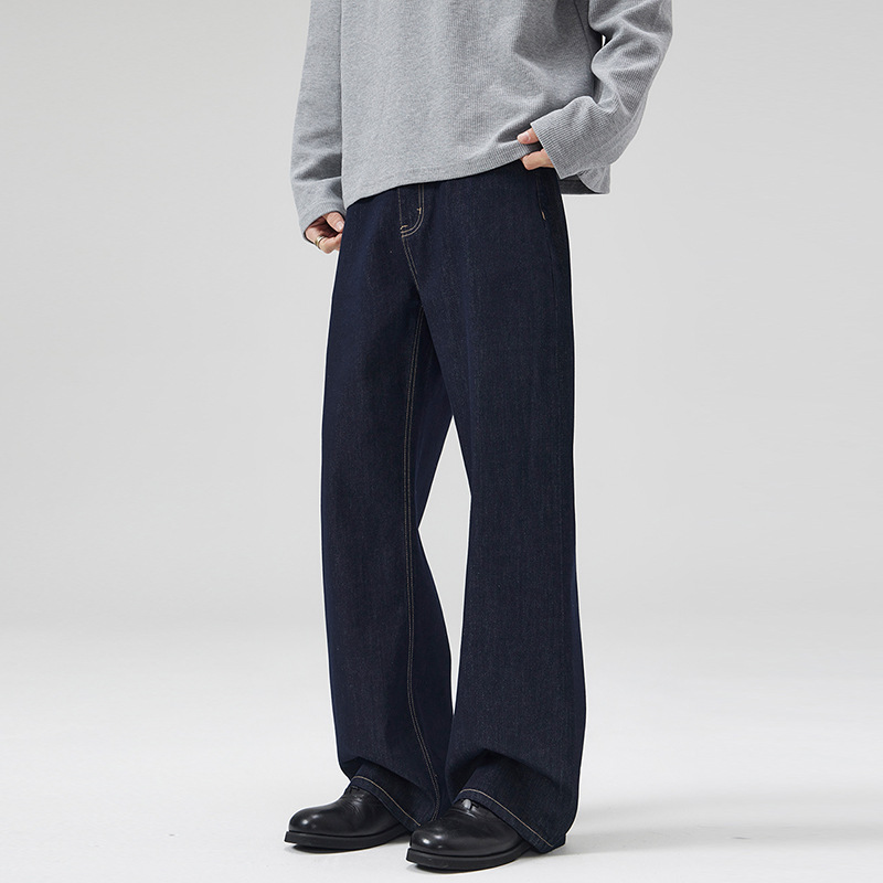 简约原牛黑蓝牛仔裤男2025新款美式潮牌直筒宽松经典百搭长裤