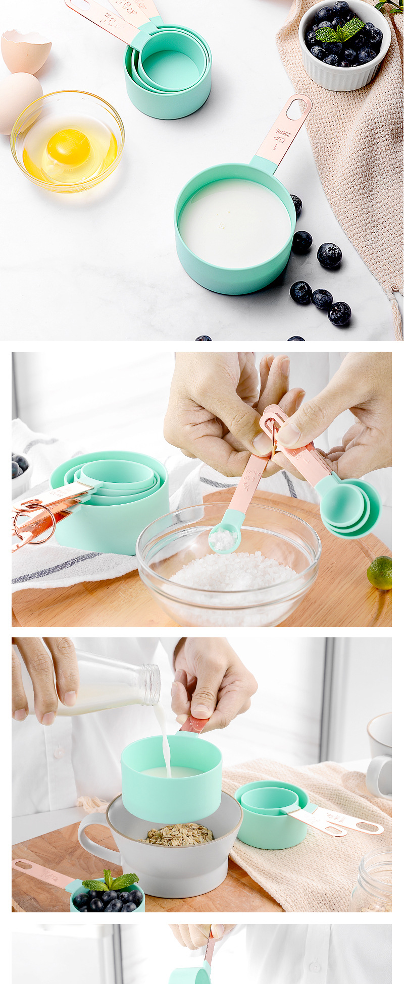1 Set Quantity Home Occasion Fashion Geometry Pp Stainless Steel Measuring Spoon 1 Set