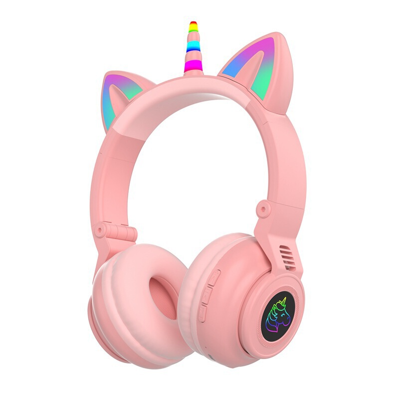 STN-27 unicorn Bluetooth headset headset wireless cartoon cute gift headset LED light folding
