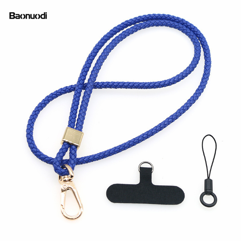 5MM de piel de oveja tejida junta de cordón de teléfono móvil de piel de vaca clip de teléfono móvil correa de la Cámara cuerda anti-perdido crossbody cuello cuerda