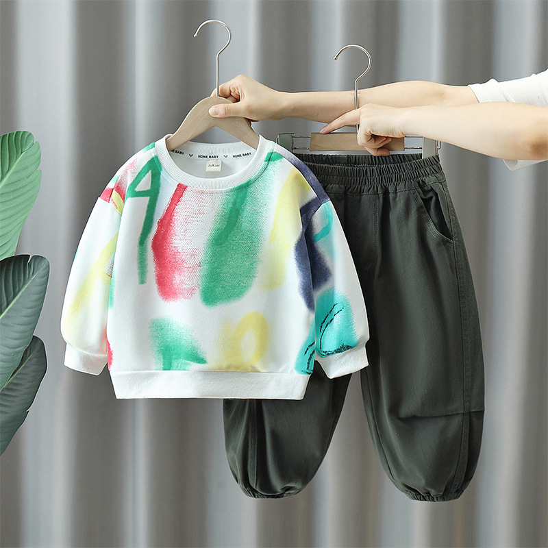 5773 Traje de otoño para niños 2025 nueva ropa deportiva para niños de otoño hermosa chaqueta coreana para niños de primavera y otoño