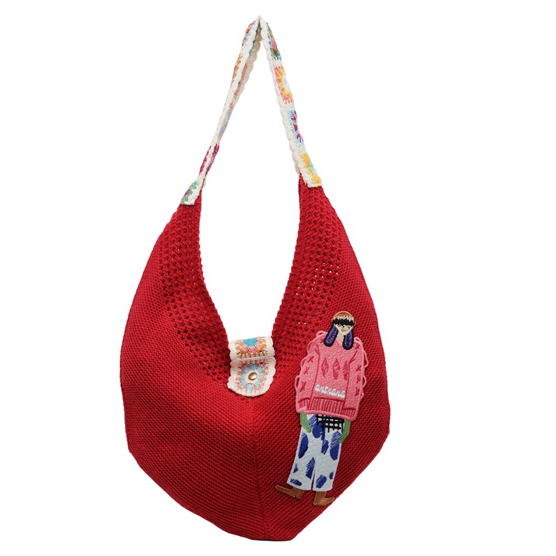 Versión coreana del bolso de nicho 2025 verano nuevo bolso femenino bolso tejido perezoso bolso de hombro casual de gran capacidad