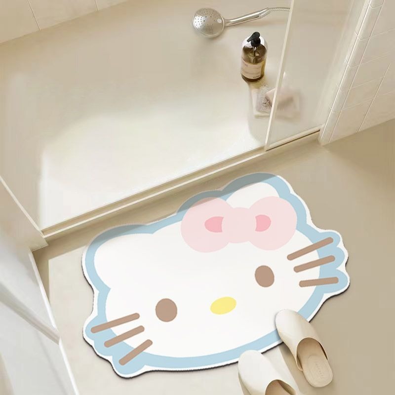 可爱凯蒂猫硅藻泥浴室吸水速干垫入户防滑门垫家用门口装饰脚垫|undefined