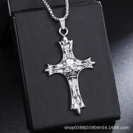 欧美爆款蝙蝠飞机老鹰骷髅十字架吊坠男佛手机器人摩托车钛钢项链