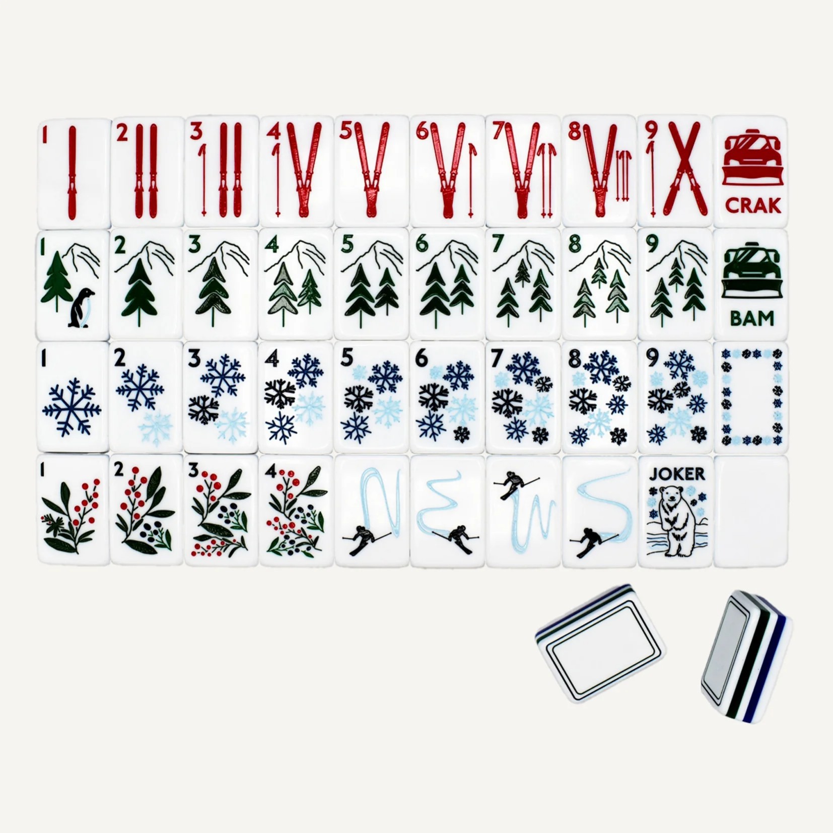 (In stock) 5-layer ski-themed American mahjong tiles, 4-layer 160-piece luxury acrylic tiles, eco-friendly and durable