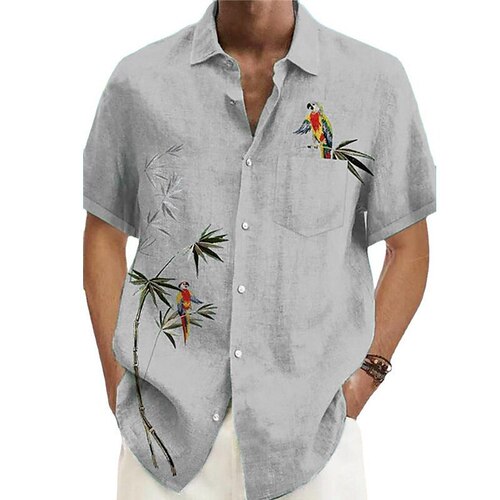 Summer AliExpress Hawaii Men's Short Sleeve Shirt Coconut Tree 3D Print Collar Casual Loose Open Shirt Wholesale