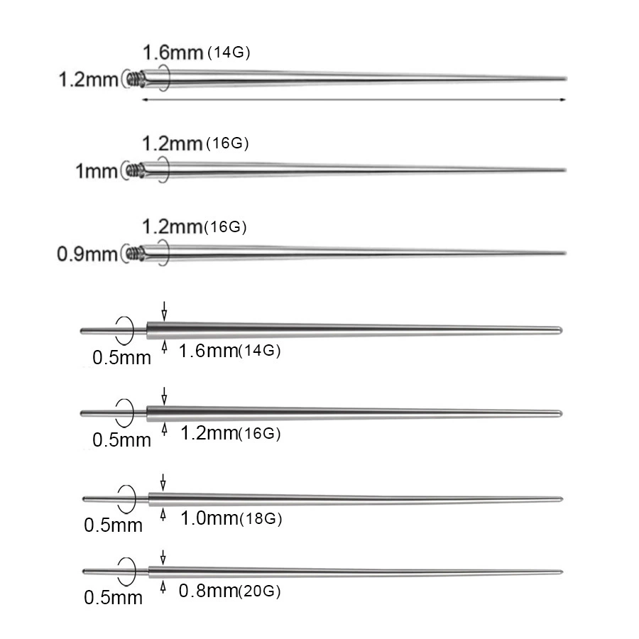 Крестообразный вспомогательный направляющий стержень для пирсинга из нержавеющей стали, игла с внешним зубчатым штифтом, гвоздь для ушей, гвоздь для пупка, губа, гвоздь для бровей, игла для ногтей