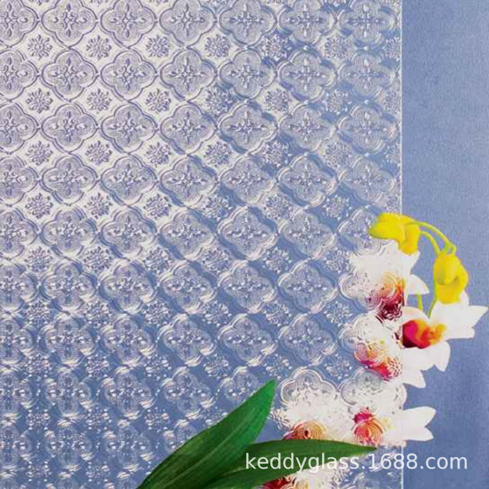 3mm-6mm 海棠 布纹香梨 七巧板透明茶色装饰压花玻璃