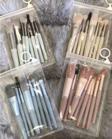 8-piece mini makeup brush set Morandi soft hair eyeshadow brush blush brush lip brush beauty tools makeup set