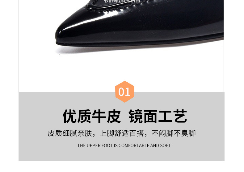 Giày sandal hở lưng nữ mũi nhọn gót thấp da mềm — Màu đen chi tiết 14