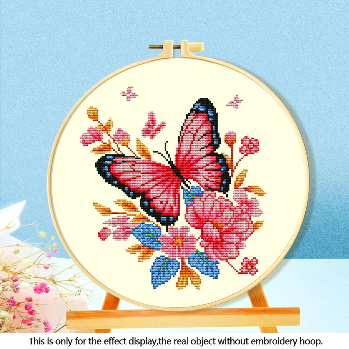 Punto de fábrica cabello lacio nueva serie de flores de mariposa transfronterizo Amazon venta caliente paquete de material de bricolaje de punto de cruz