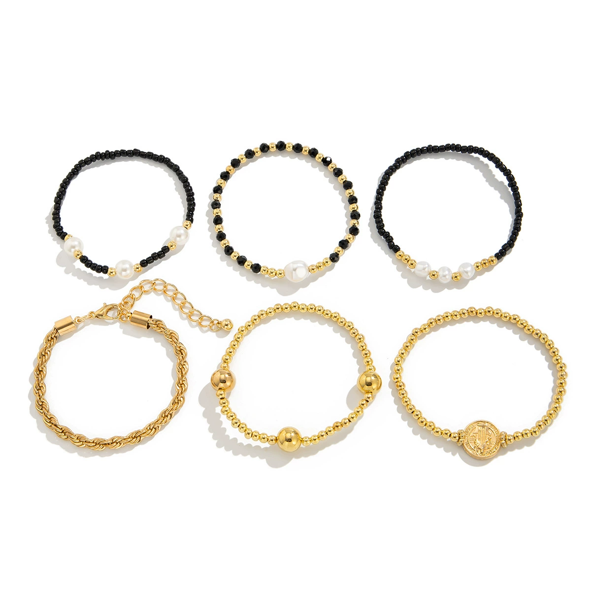 Креативный металлический бусин bracelet из жемчуга, эластичные украшения, европейский стиль