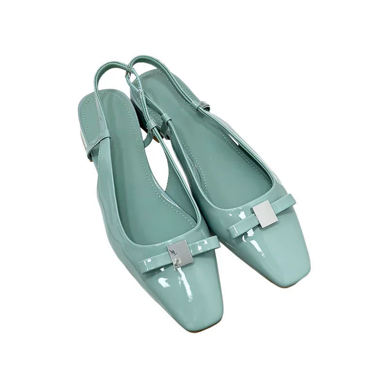 Blue mesh universal sandals with bow low-cut, internet celebrity