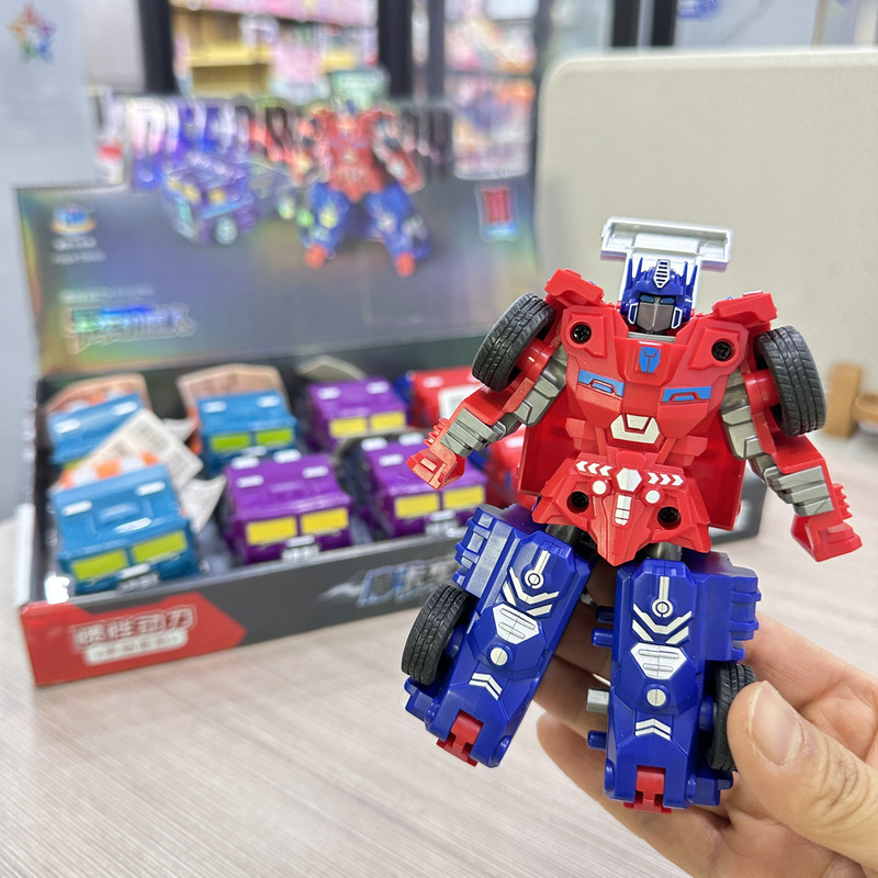 10 Pieces of Simulated Inertia Deformation Train Robot Truck Car Boy Kidsren's Toy Gift Night Market Stall