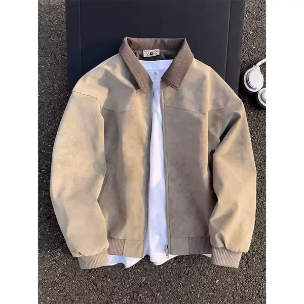 Stylish and cool Harrington PU leather stand-up collar autumn motorcycle leather jacket for men, American style casual trendy brand