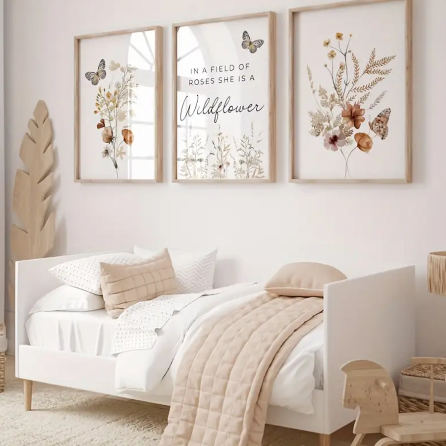 Acuarela nórdica flor pequeño cartel de ramo fresco moderno minimalista sala de estar decoración pintura colgante pintura transfronteriza sin marco