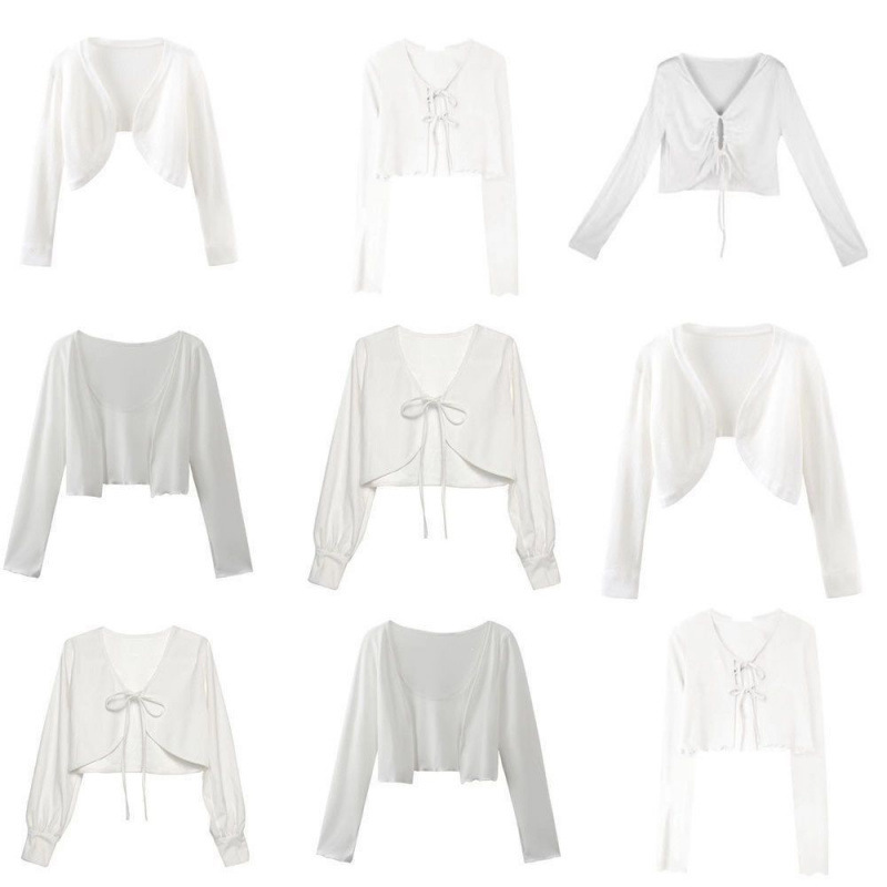 Thin New Style Ice Silk Summer Sleeveless Jacket Outerwear Long-Sleeve Design Short Top Shawl Sun Protection Cardigan Thin New Style Ice Silk Summer Sleeveless Jacket Outerwear Long-Sleeve Design Short Top Shawl Sun Protection Cardigan