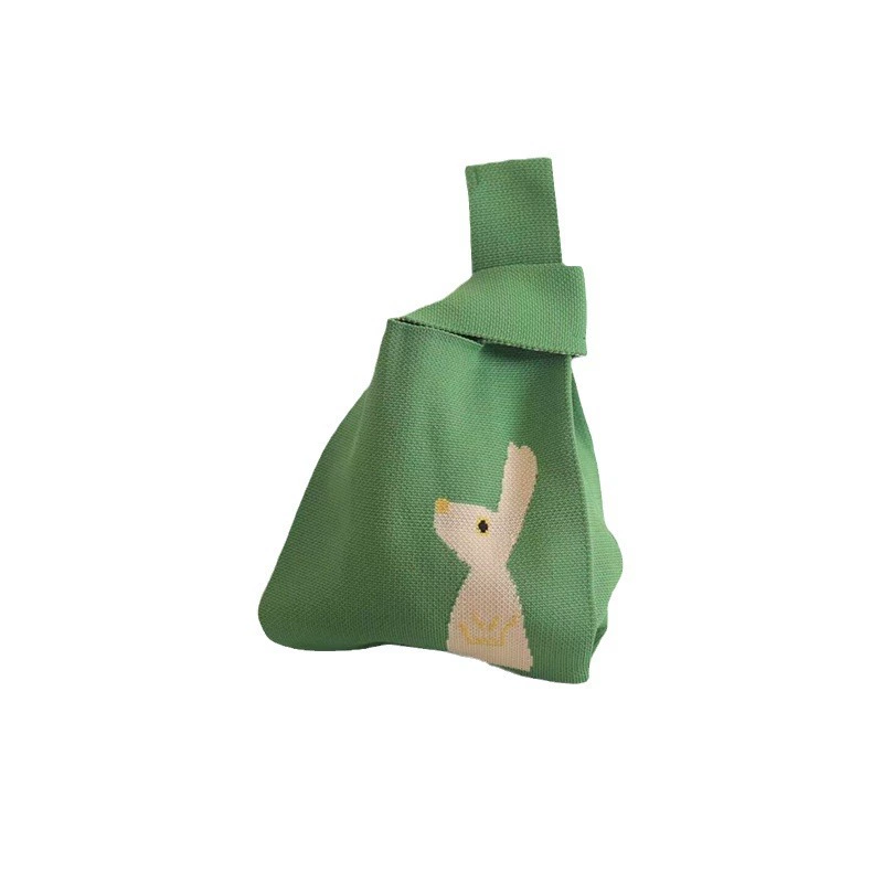 Knitted capacious vest and woolen one-shoulder bag in floral patterns, with multiple colorways