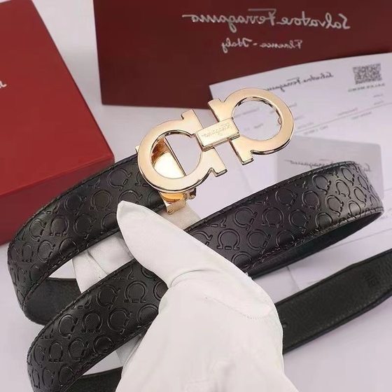 Light Luxury Belt Men's Two-layer Cowhide 8-shaped Buckle Belt Classic Fila Business Casual High-end Leather Pants Belt