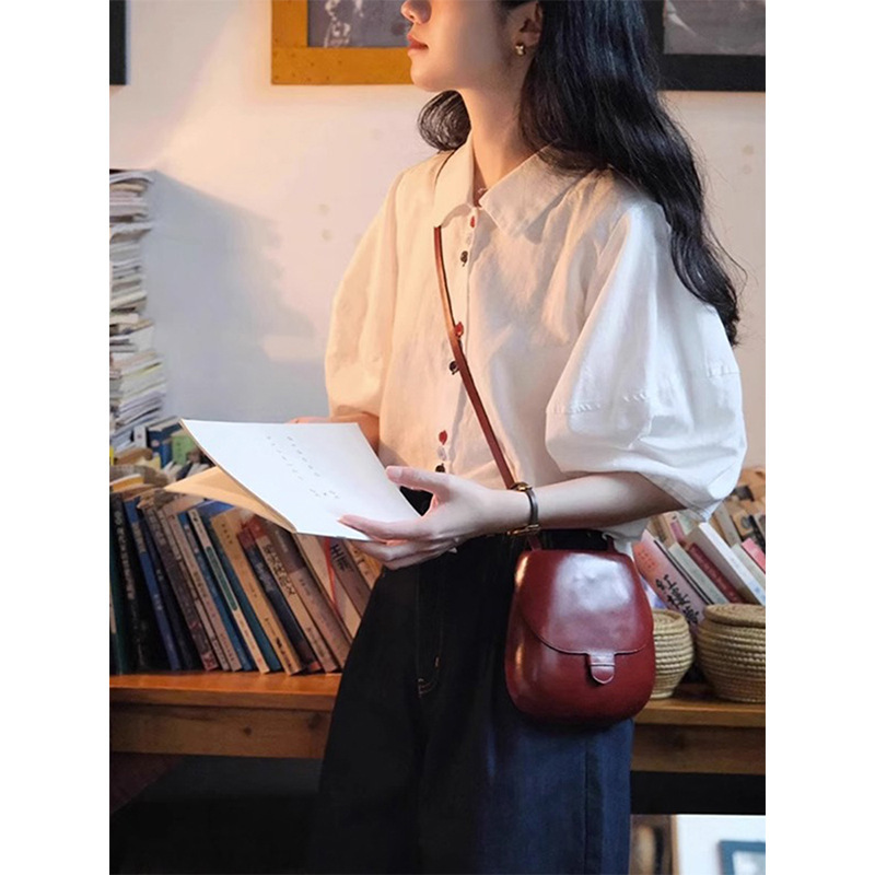 Improved, please look at the real thing before placing an order [cotton imitation Tencel] bubble sleeve short sleeve shirt women's summer new