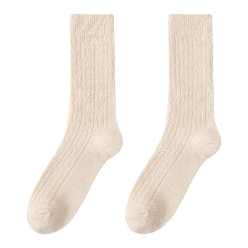 Maillard autumn and winter wool socks women's mid-calf socks thickened plus velvet warm socks home sleeping cashmere socks confinement socks
