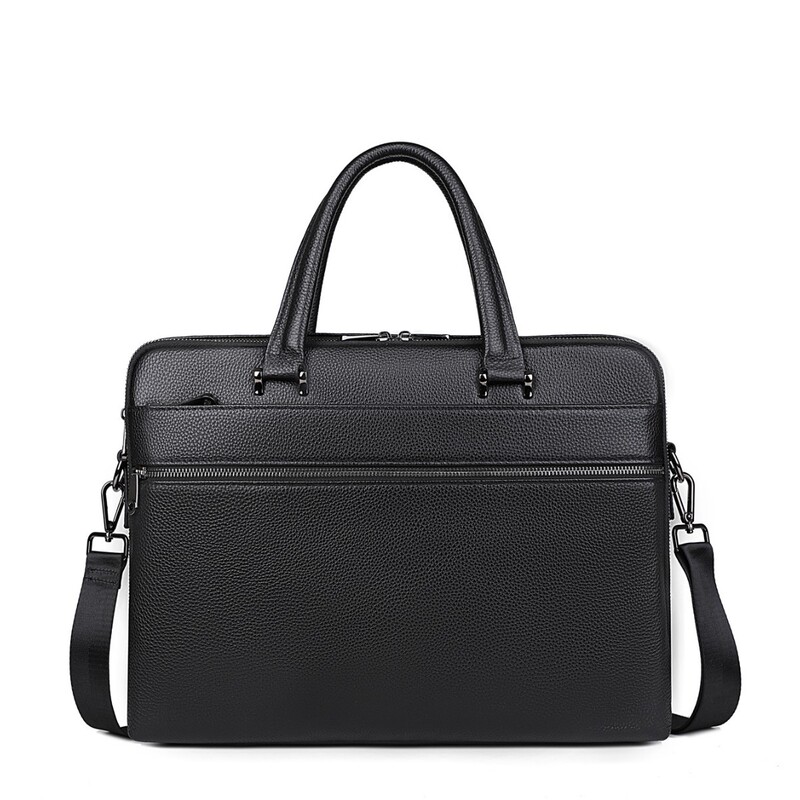 9907 Men's Shoulder Crossbody Handbag Genuine Leather Briefcase Business Extra Large Capacity Laptop Bag Cross-Border