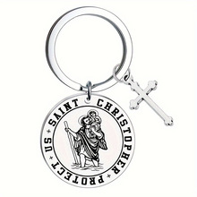 亚马逊圣克里斯托弗不锈钢钥匙扣St. Christopher安全旅行守护者