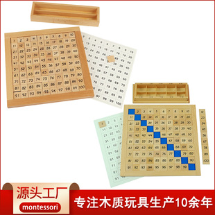 Montessori Mathematics Teaching Aids 1-100 Large Wooden Hundreds Board 100 Board Early Education Understanding of Numbers Montessori