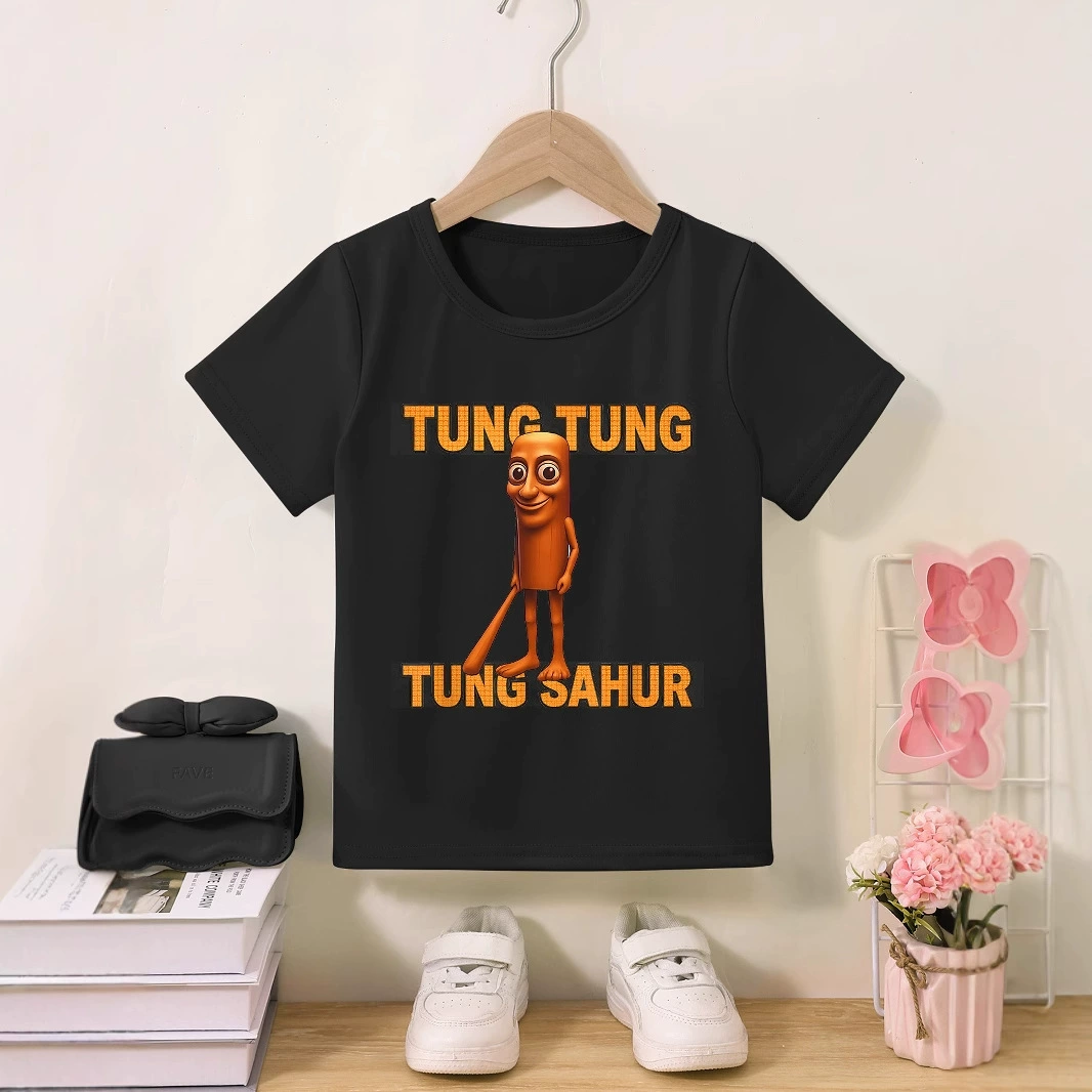 Европейская хитовая детская модная футболка Italian Brainrot, популярный модный принт с круглым вырезом