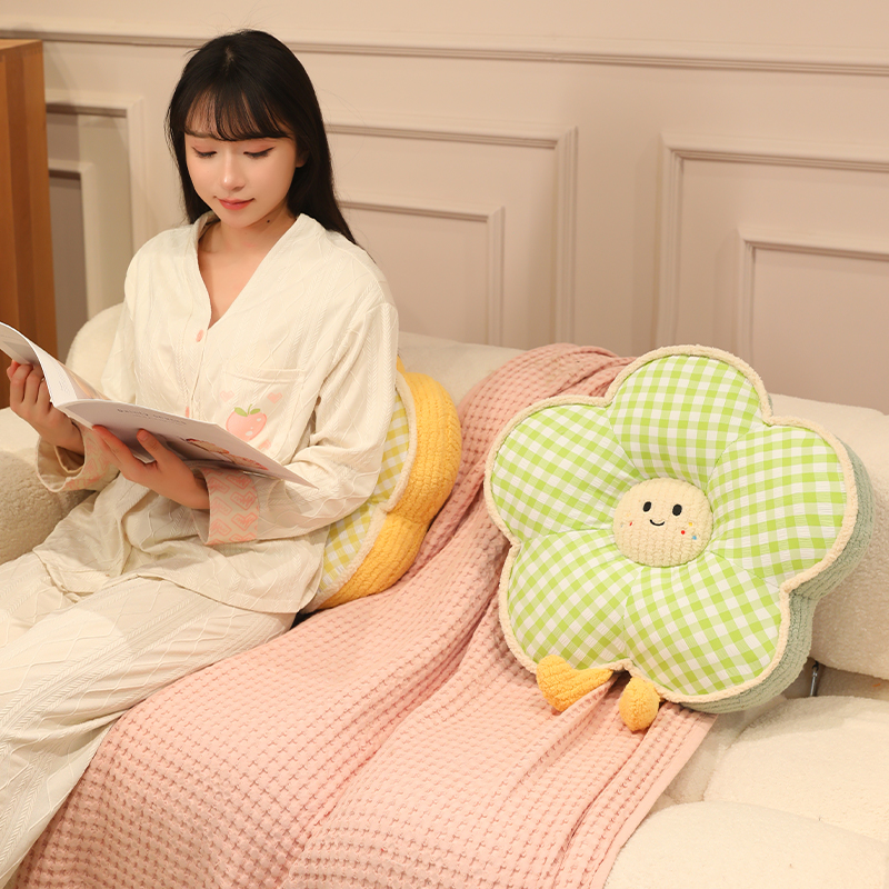 Cojín de Respaldo de Flores para Cama de Peluche, Algodón de Seda para Cama y Lectura