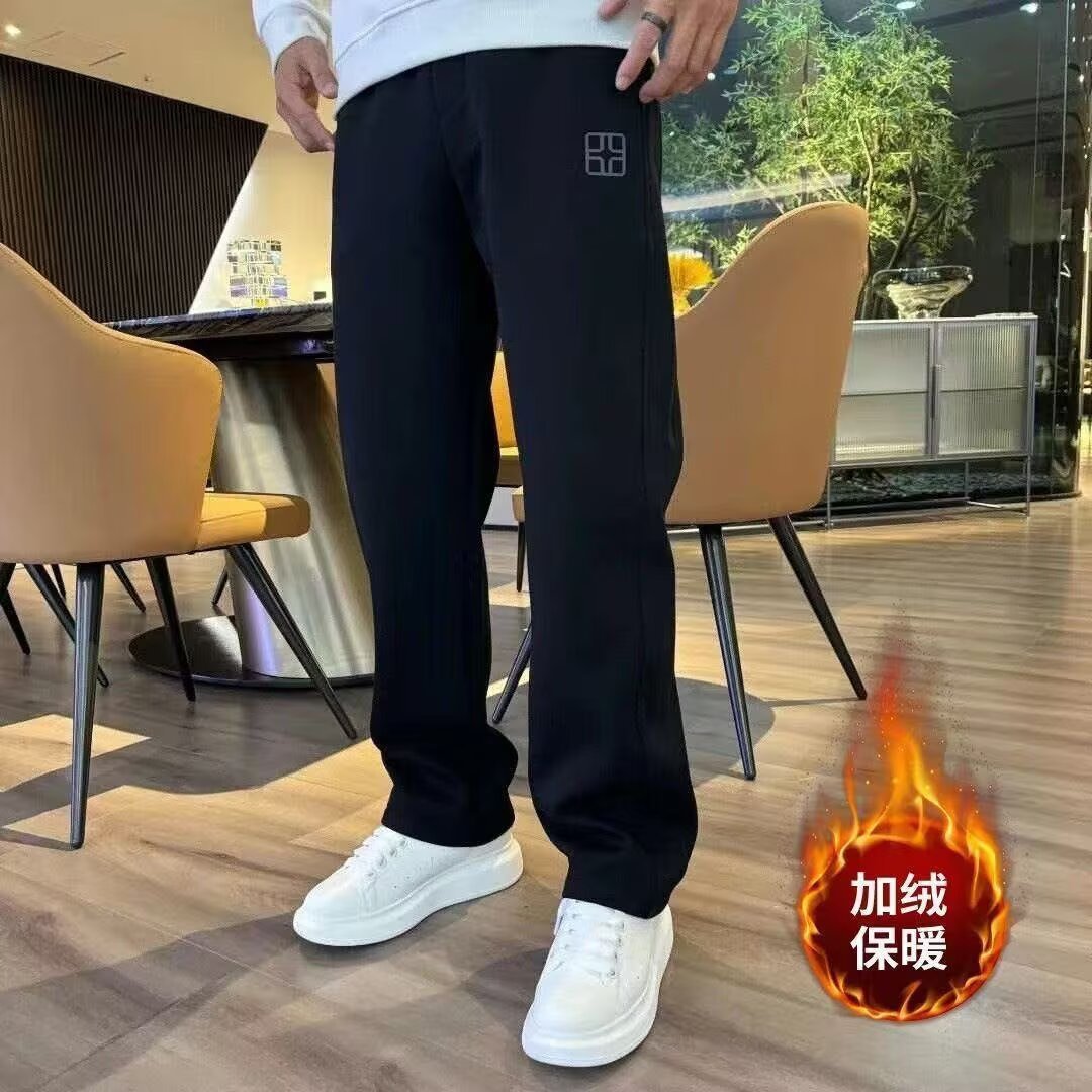 Nuevos pantalones rectos de lana transfronterizos de otoño y invierno tendencia de estilo de puerto cómodos perezosos calentamiento universal tendencia de pantalones casuales delgados