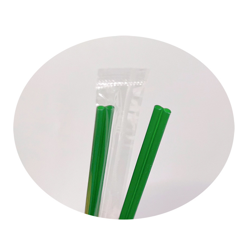 18cm paja de café desechable verde doble agujero bolsa de película de embalaje independiente paja de café Café varilla de agitación