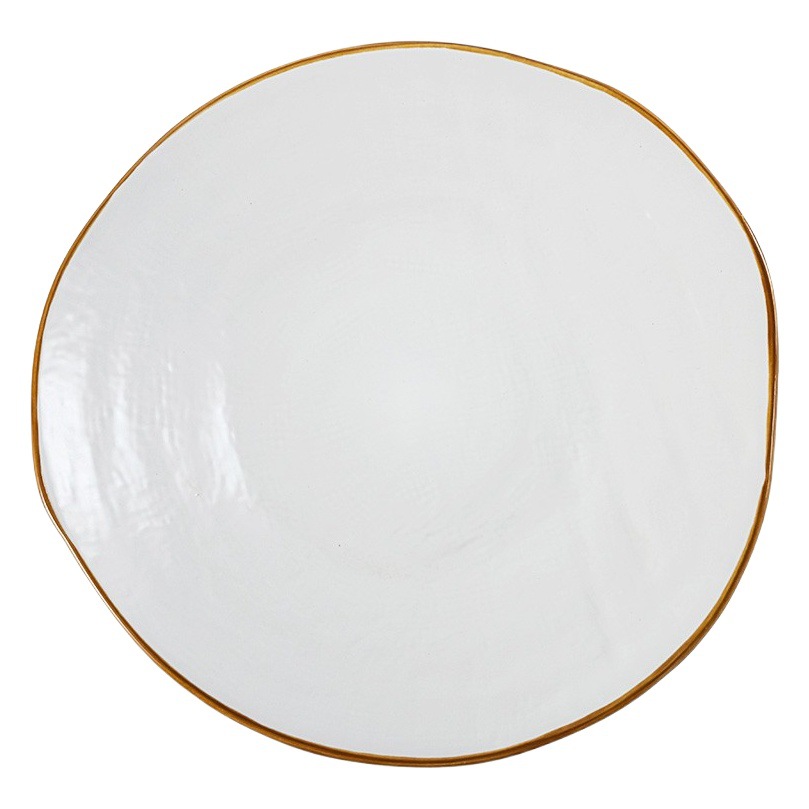 Textura de la tela Placa de alto grado de cerámica de estilo nórdico plato grande plato de carne de pasta occidental ensalada placa ligeramente defecto