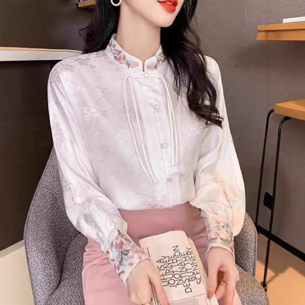 2025 весенние модели настоящие новые рубашки весной и осенью дикие длинные рукава женские рубашки рукава сладкие темпераментные топы высокого уровня