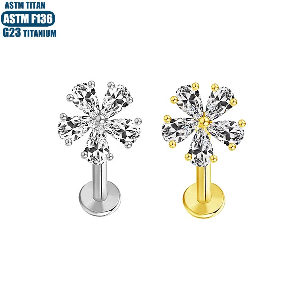 Labret stud lip piercing jewelry styling detail