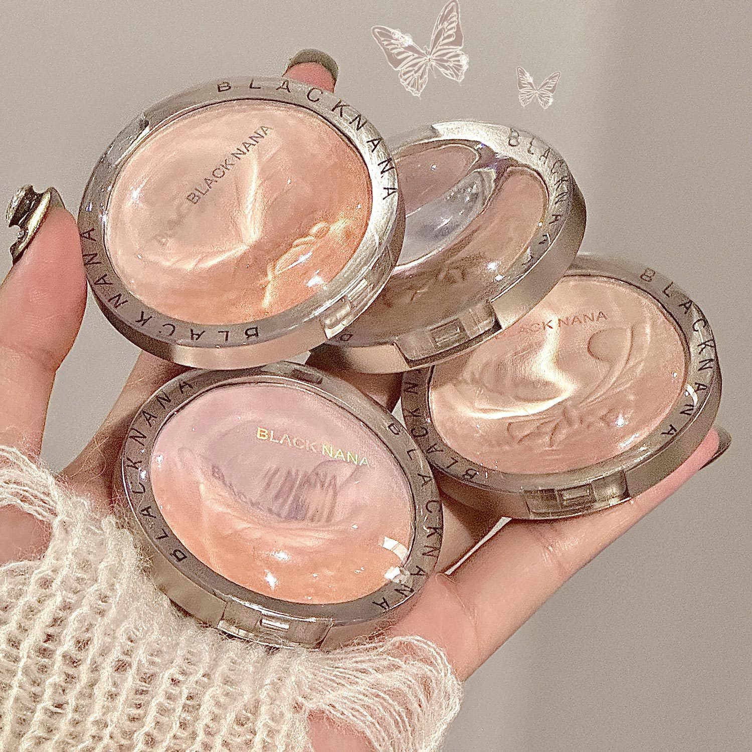 BLACK NANA nuevo producto Dream Butterfly Shadow gradiente rubor muestra blanco, flash fino de alta calidad, placa de rubor de reparación de sal Hanke