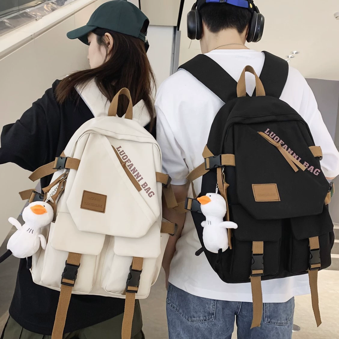 Backpack, shoulder bag, capacious Japanese universal trend school bag for leisure, Korean style