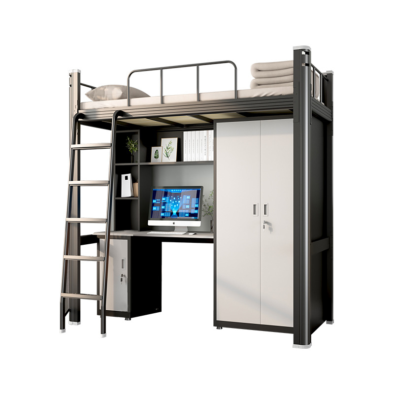 Bed Lower Table Combined Bed Profile Bunk Bed Apartment Iron Bed Lower Bed Cabinet Student Elevated Bed Dormitory Upper and Lower Bunk