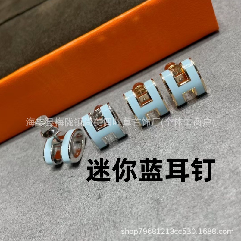 精工版V金H珐琅大号项链女mini锁骨链吊坠高级时尚百搭流行女耳钉|undefined