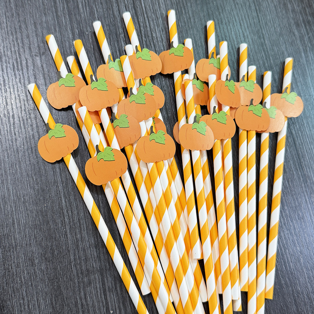 Inventario transfronterizo al por mayor Halloween creativo papilla paja calabaza decoración paja mesa de postres vestido botella de pudín inserto